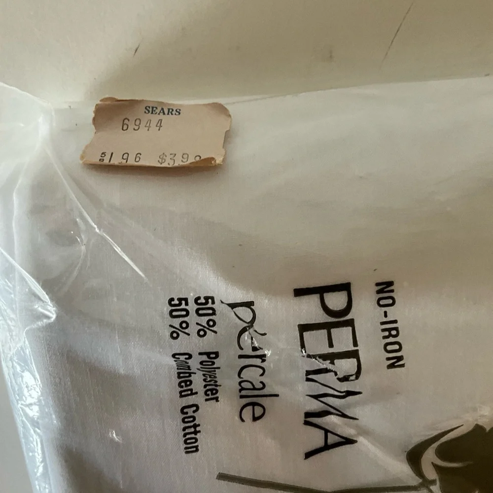 Vintage Sears Perma Prest Percale Twin Flat 72” x 104” White Sheet